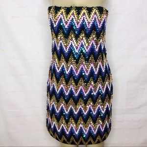 Forever 21 Plus Black/Multi Sequin Tube Dress